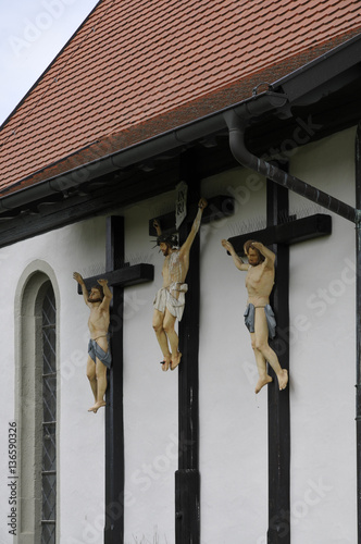 kreuzigungsgruppe an der wallfahrtskapelle st. sebastian bei nordheim vor der rhön photo