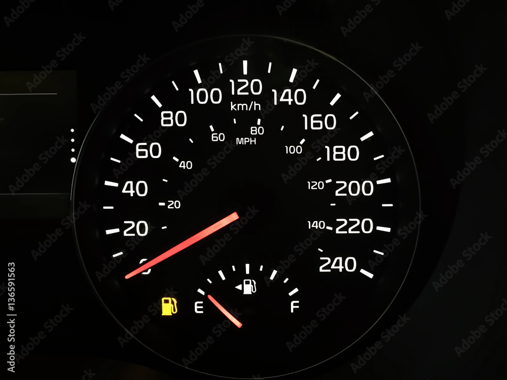 Speedometer Showing An Empty Fuel Tank