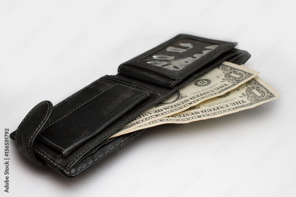 dollars in wallet on white background dollars in wallet on white background