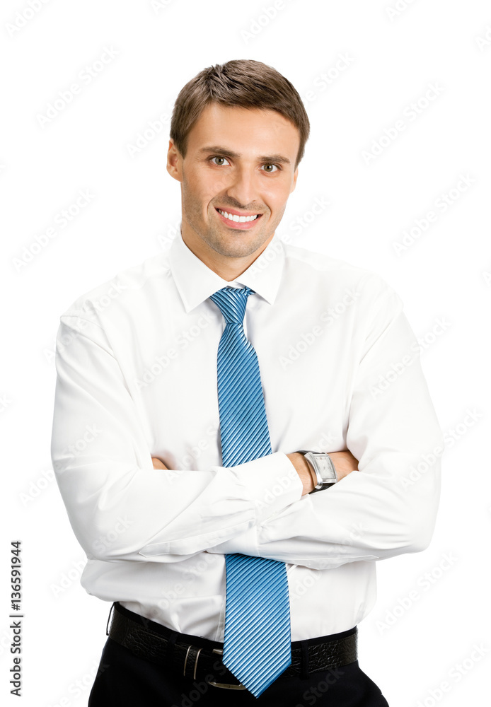 smiling young businessman, isolated smiling young businessman, isolated