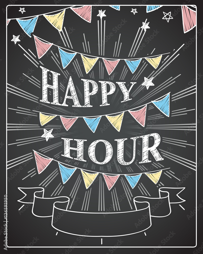 chalkboard banner / Happy hour banner Stock Vector Adobe Stock