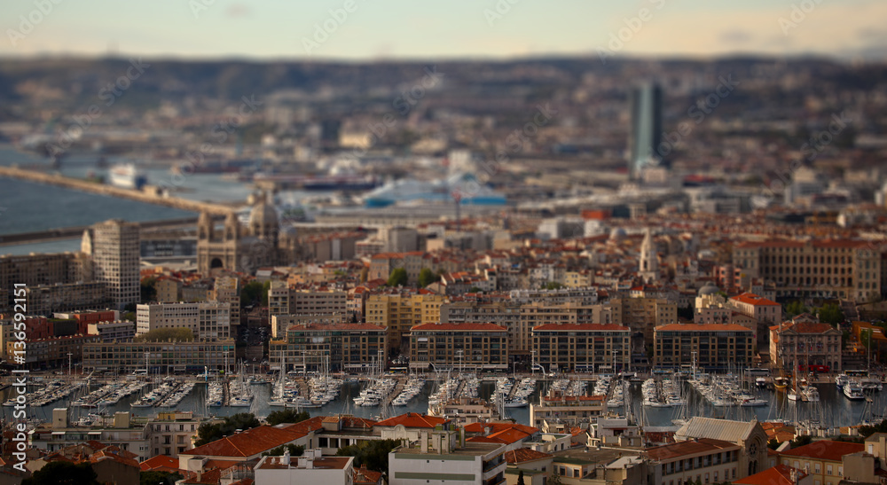 Urban Panorama, Aerial View, Cityscape Of Marseille, France.
