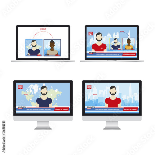 Anchorman in Breaking News In the television studio.