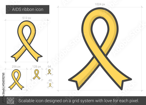 AIDS ribbon line icon.