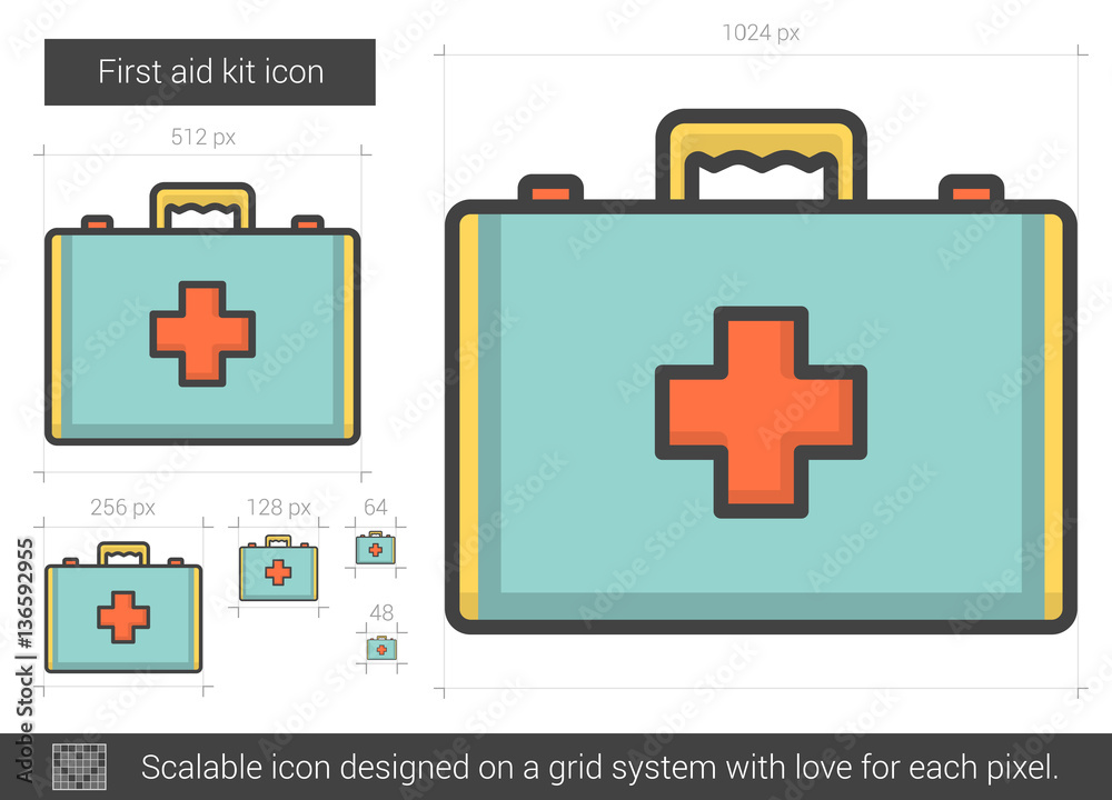 Obraz premium First aid kit line icon.