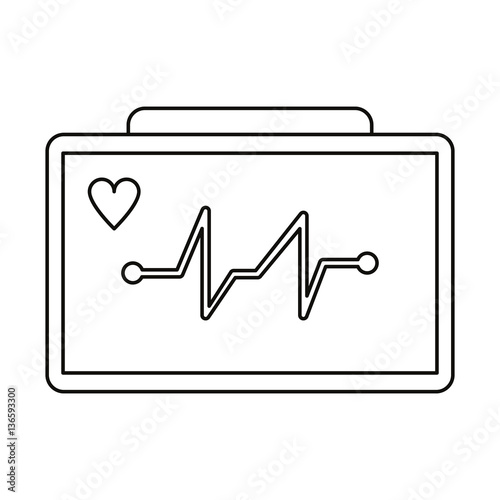 ecg heart machine medical device thin line vector illustration eps 10