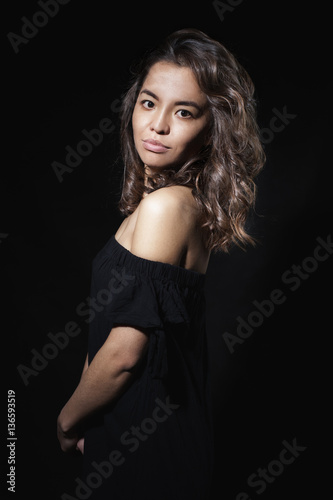  asian girl on black