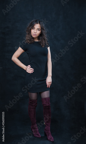  asian girl on black