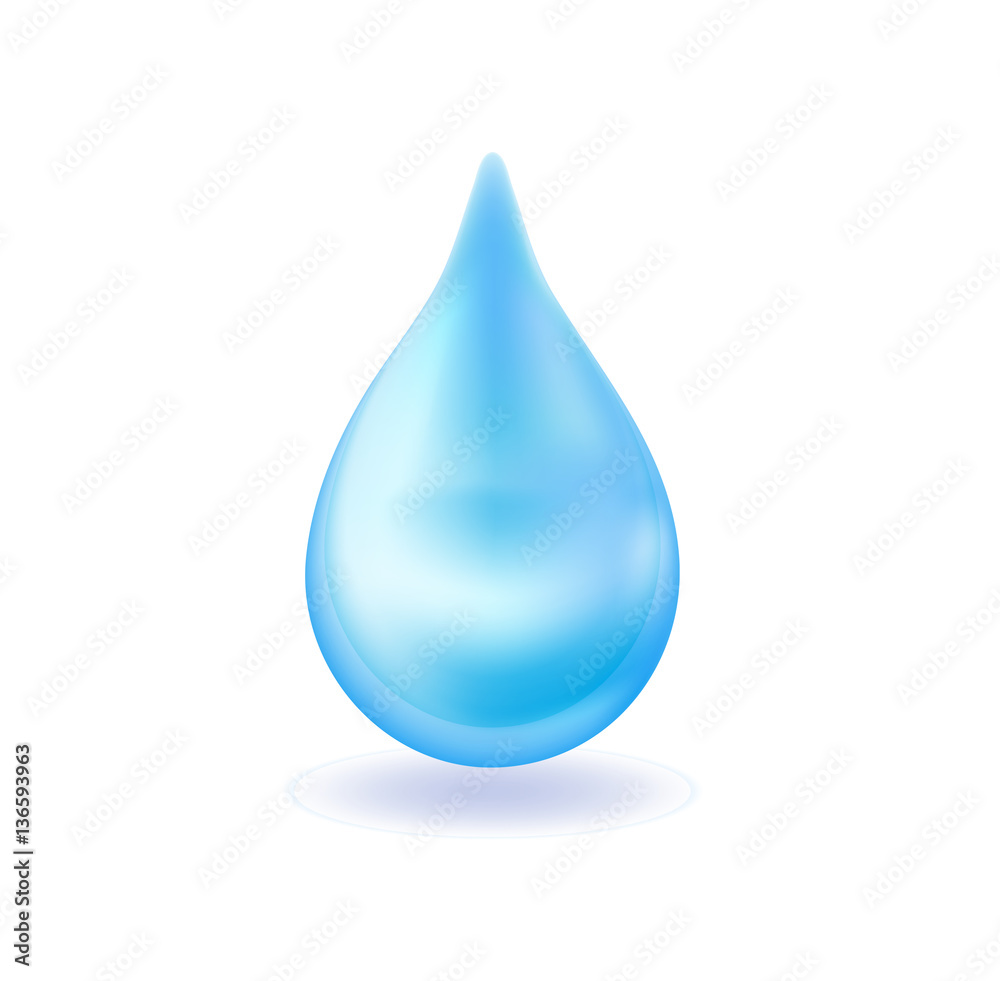 Realistic blue water drop. 3d icon droplet falls. Vector illustration Realistic blue water drop. 3d icon droplet falls. Vector illustration