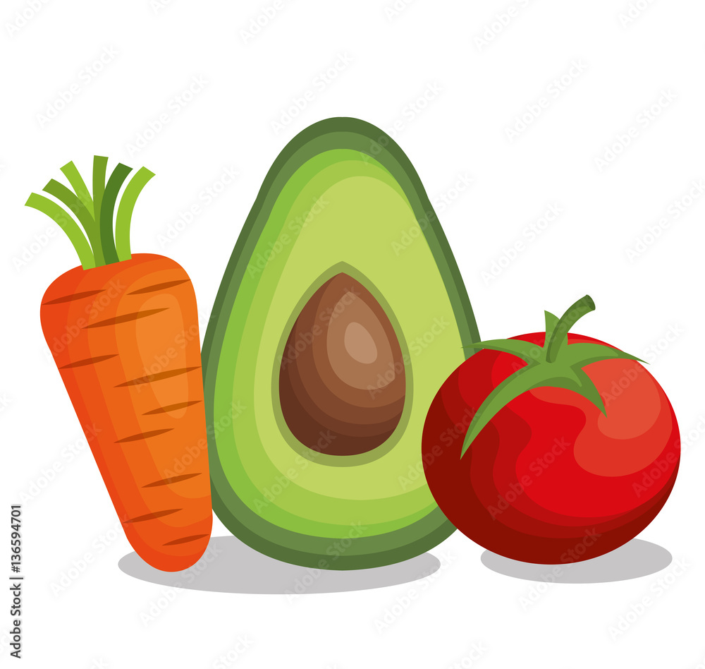 Plakat healthy and fresh vegetables vector illustration design