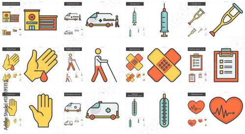 Medicine line icon set.