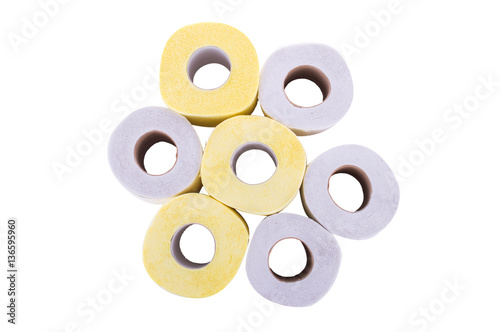 toilet paper on a white background. flat lay