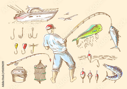 Fishing in the sea set