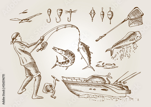 Sea fishing. Outline