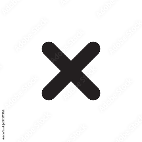 Cross sign element. Black X icon isolated on white background. Simple mark graphic design. Button for vote, decision, web. Symbol of error, check, wrong and stop, failed. Vector illustration photo