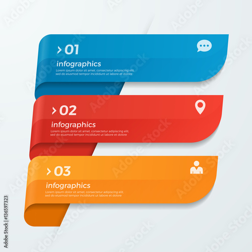 Infographic template with ribbons banners arrows 3 options