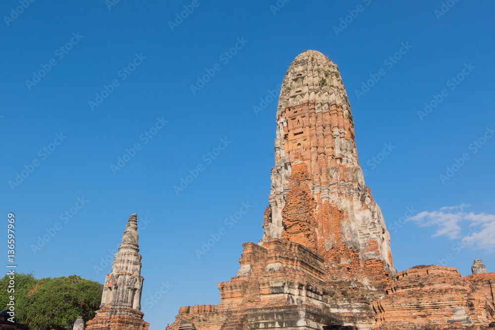 Old main pagoda in Wat Phra ram, the historical Park of Ayutthaya