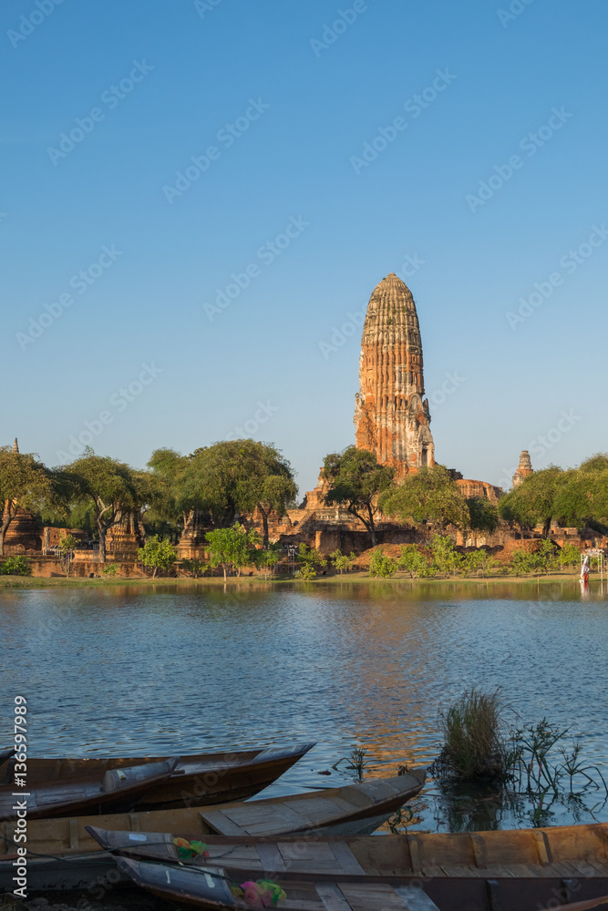 Old main pagoda in Wat Phra ram, the historical Park of Ayutthaya