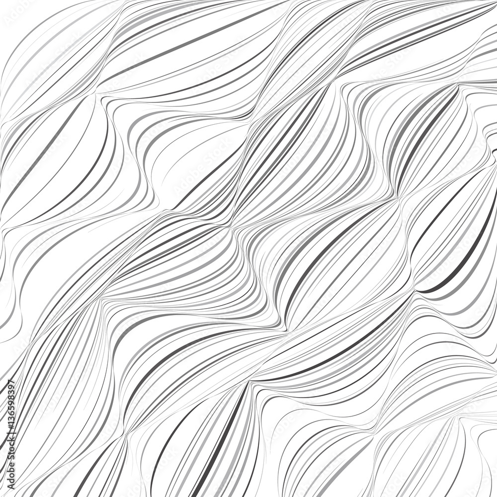 Abstract gray pattern of the deformed lines on a white backgroun Abstract gray pattern of the deformed lines on a white backgroun