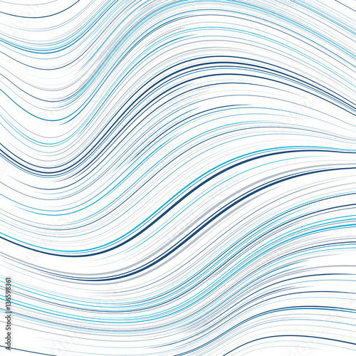 Abstract pattern of the plurality of distorted blue lines on a w
