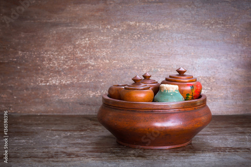 betel box on wood background