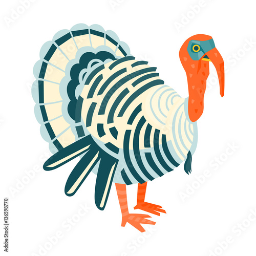 White turkey funny vector illustration cartoon style