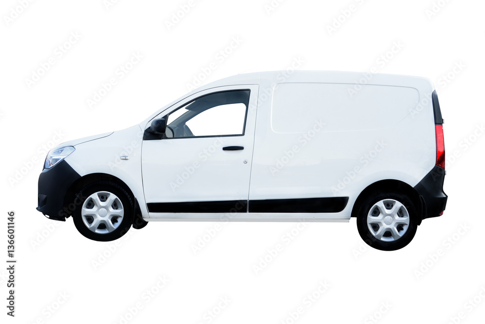 White Van Side View under a white background