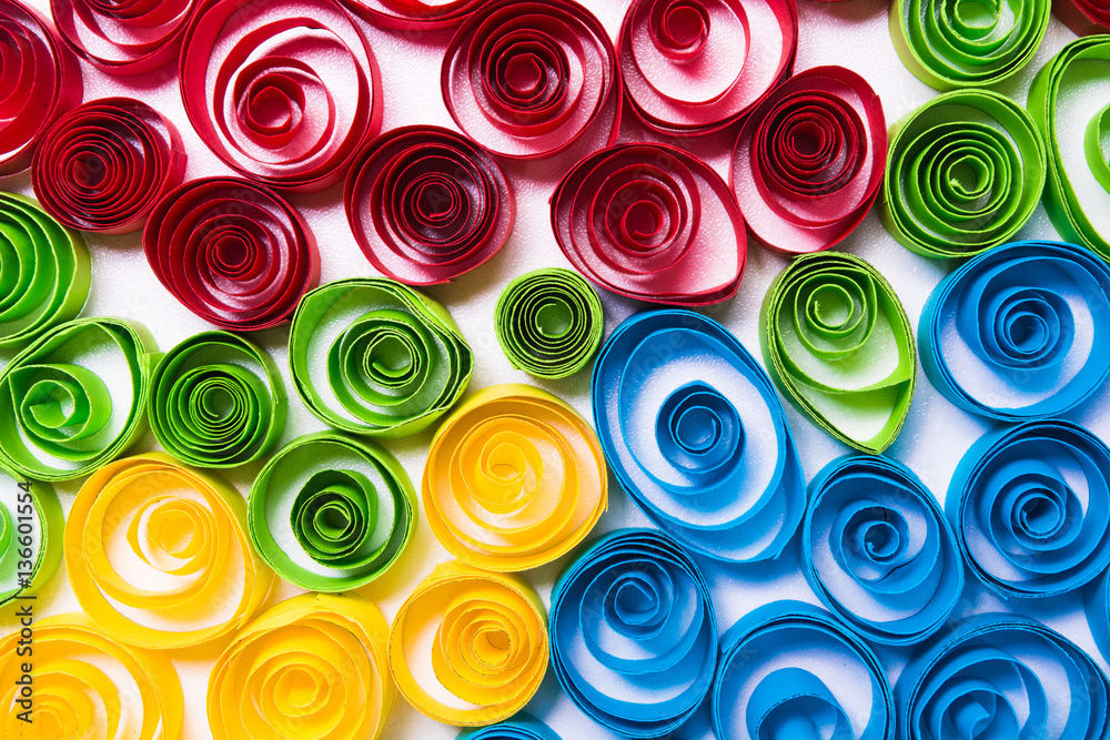 Quilling art. Color paper curls