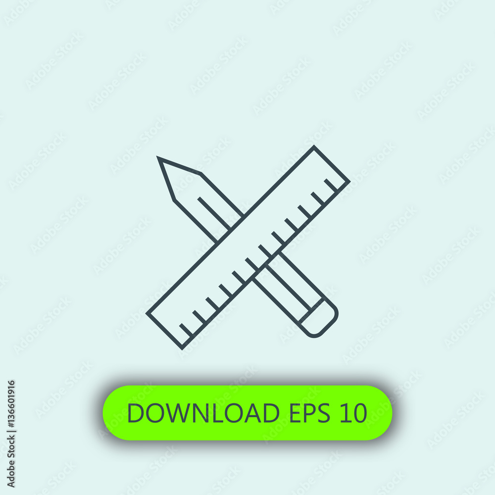 Ruler and pen icon vector Ruler and pen icon vector