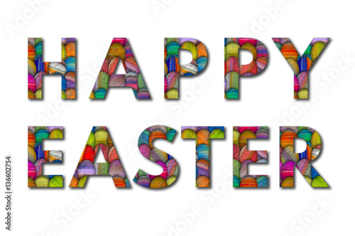 Happy Easter colorful holiday greeting with colorful painted Easter eggs