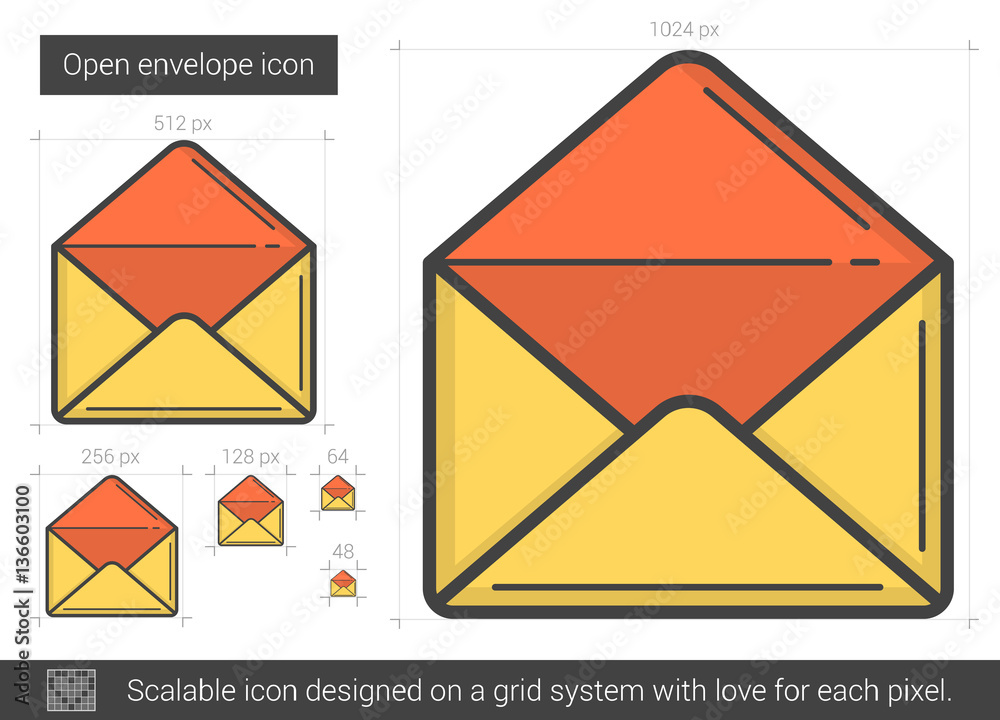 Open envelope line icon. Open envelope line icon.
