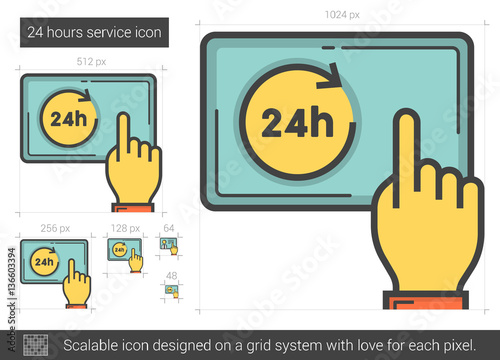 Twenty four hours service line icon.