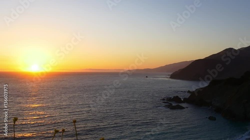 famous california sunset place big sur ocean bay panorama 4k usa
