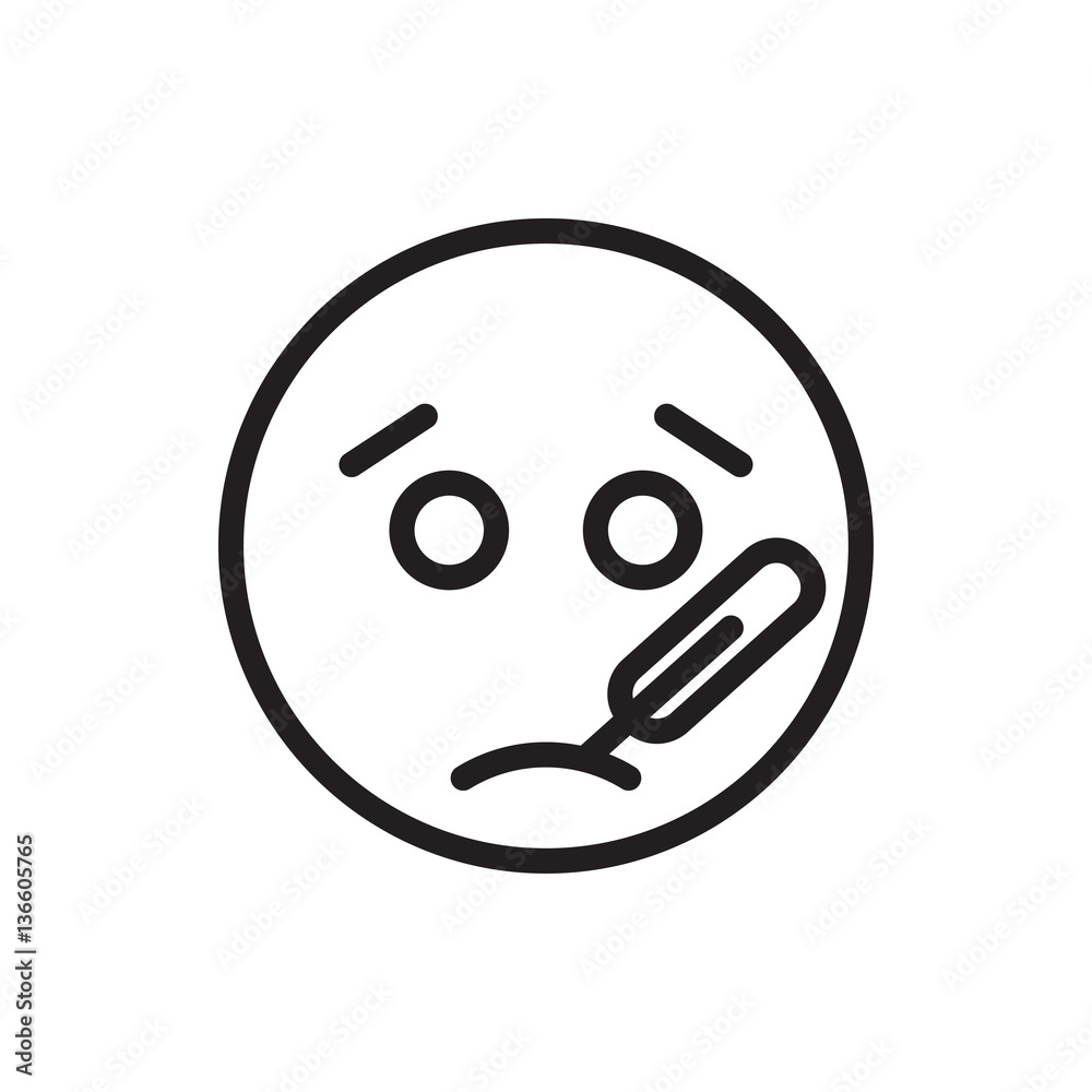 sick emoticon icon illustration sick emoticon icon illustration