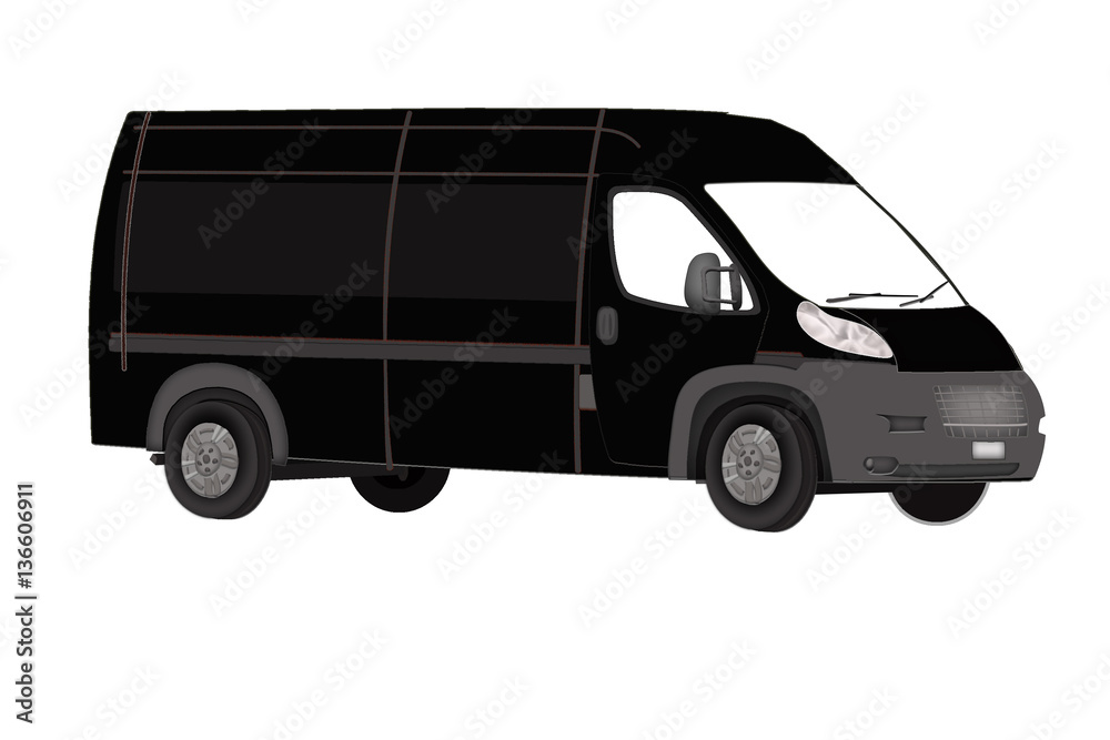 black minibus on a white background. Isolated Minibus black minibus on a white background. Isolated Minibus