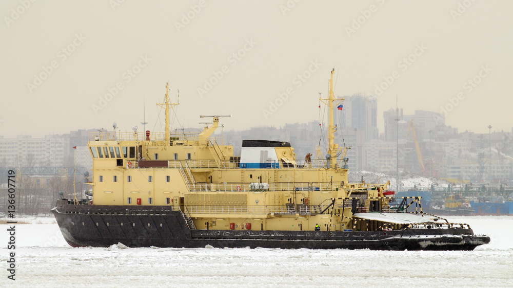 Fototapeta premium Icebreaker in the port at anchor.