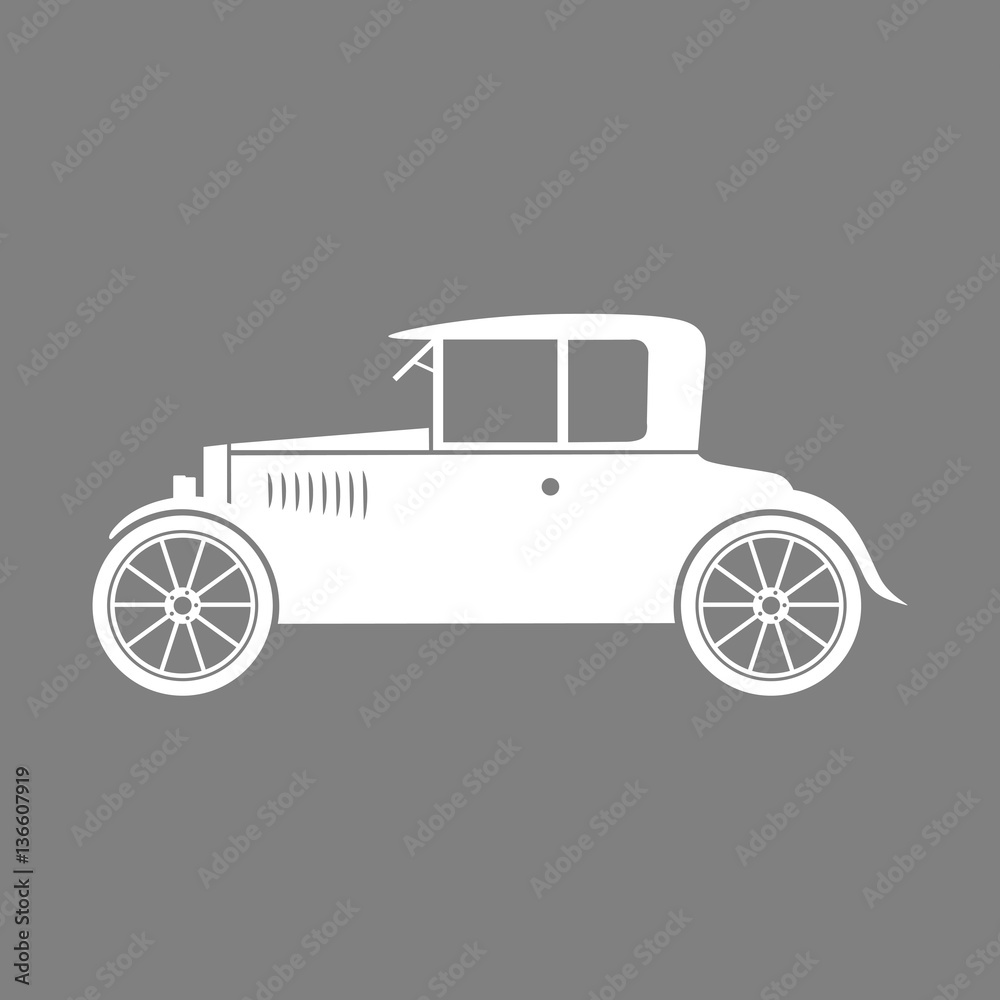 White car vector icon on grey background White car vector icon on grey background