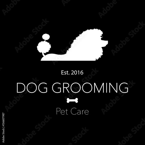 Logo for dog hair salon, styling and grooming pet shop, store for dogs. Vector illustration