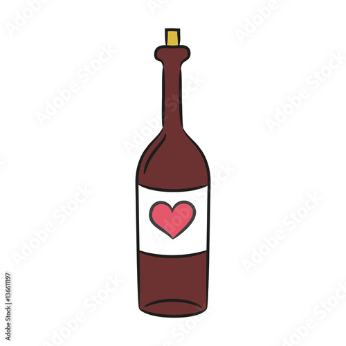 Cartoon wine bottle on the white background for your design.