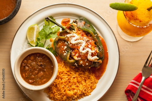 Overhead Chicken Chili Relleno Scene