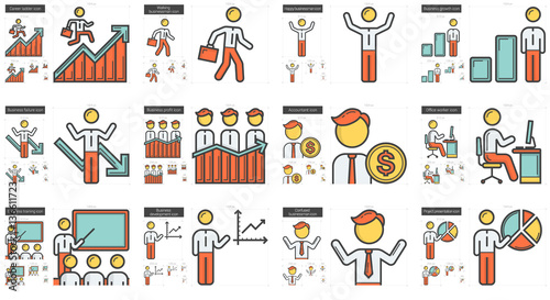 Wallpaper Mural Business line icon set. Torontodigital.ca