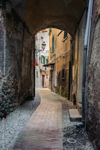 The streets of the ancient town of Ventimiglia. Italy.