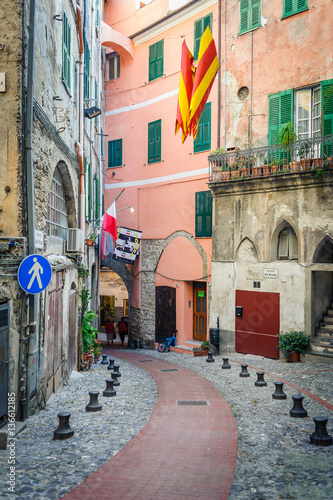 The streets of the ancient town of Ventimiglia. Italy.