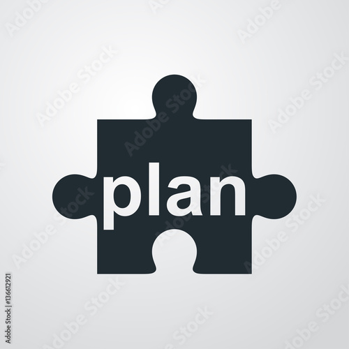 Icono plano puzzle texto plan en fondo degradado