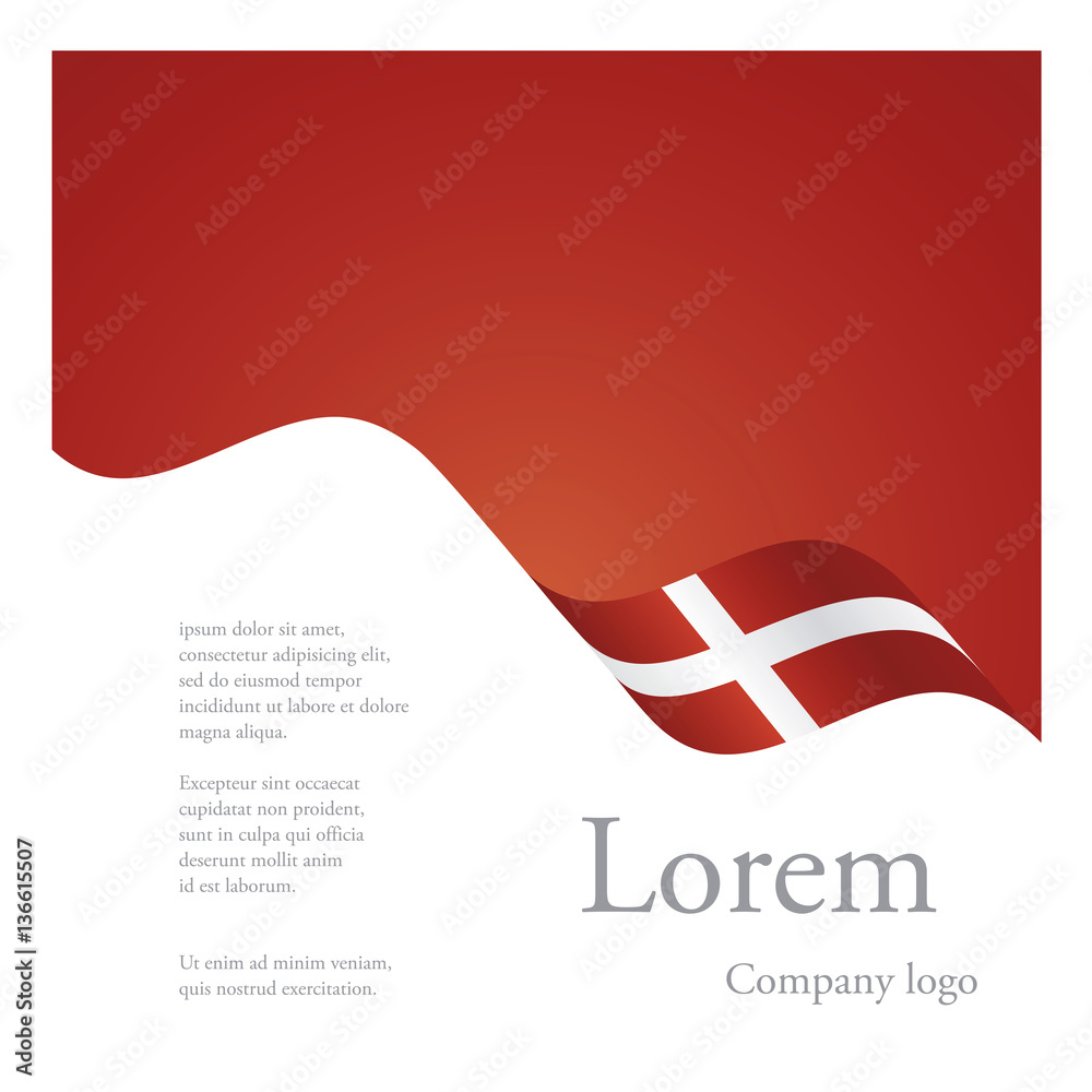 Fototapeta premium New brochure abstract design modular single pattern of wavy flag ribbon of Denmark