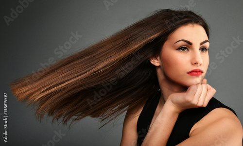 Beautiful Brunette Girl. Healthy Long Hair