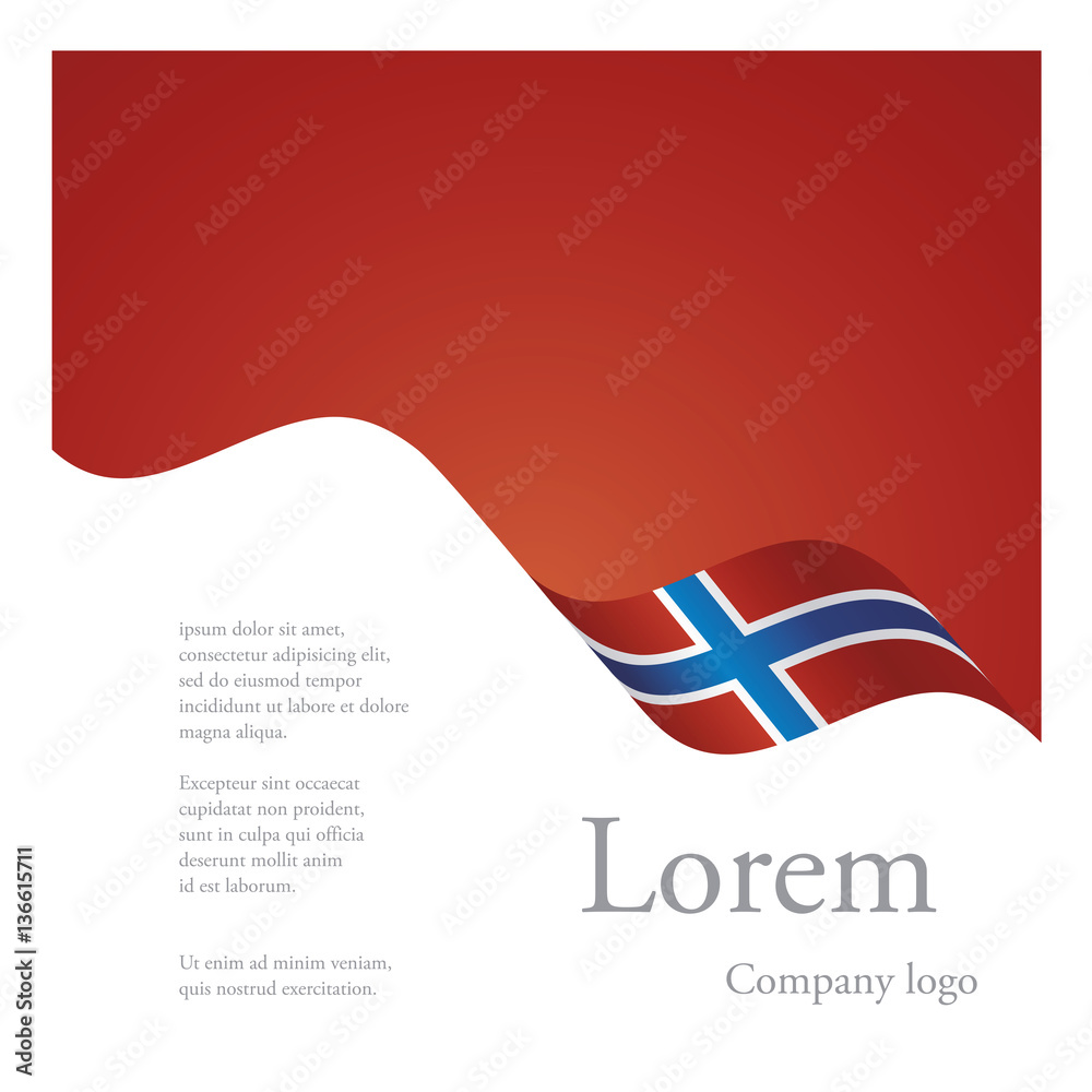 Fototapeta premium New brochure abstract design modular single pattern of wavy flag ribbon of Norway