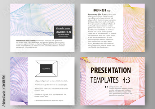 Set of business templates for presentation slides. Easy editable vector layouts in flat design. Colorful decoration with waves forming abstract beautiful background.