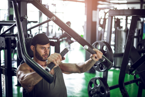 Chest press in modern gym