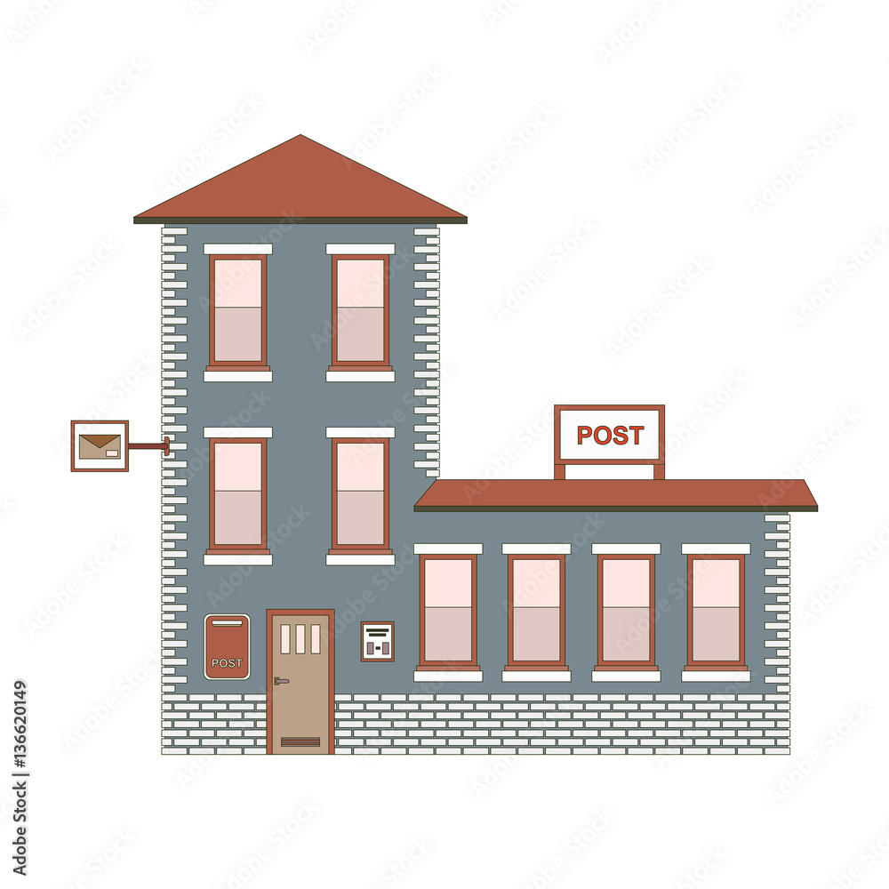 Building exterior of Post Office. Vector illustration eps10